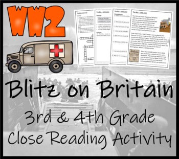 Preview of Blitz on Britain in World War 2 Close Reading Comprehension | 3rd & 4th Grade
