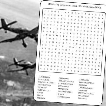 Blitzkrieg and its Effectiveness WW2 Word Search Puzzle by Insightful
