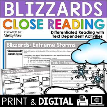 Preview of Blizzards Reading Comprehension Activities DIGITAL and PRINTABLE