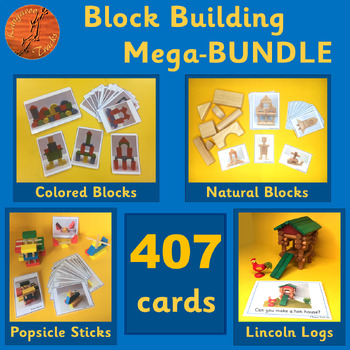 Preview of Block Building MEGA BUNDLE with Wooden Blocks, Popsicle Sticks & Wooden Logs