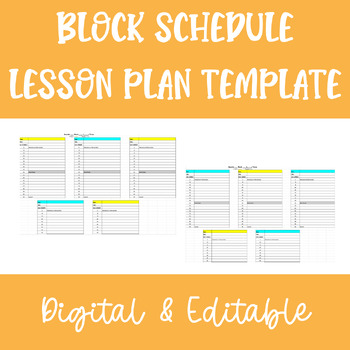 Preview of Block Schedule Lesson Plan Template
