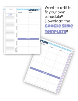 Preview of CUSTOMIZABLE Lesson Plan Template with Google Slide Link