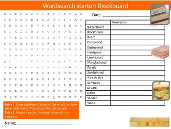 Blockboard Activity Pack Timbers Woods Sheet Keywords 