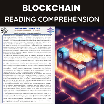 Preview of Blockchain Technology Reading Comprehension | Cryptocurrency Financial Services