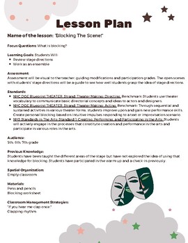 Preview of Blocking The Scene! Lesson Plan and Worksheet