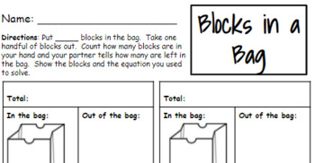 Preview of Blocks in a Bag - Missing Addend