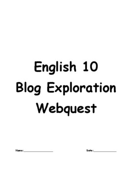 Preview of Blog Exploration WebQuest