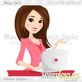 Blogging Girl 2, Teacher Avatar- Commercial Use Character Graphic