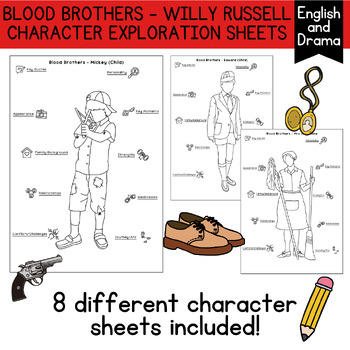 Preview of Blood Brothers - Character Exploration Worksheets