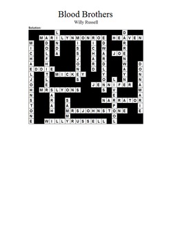 Blood Brothers Crossword Puzzle by M Walsh Teachers Pay Teachers