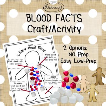 Preview of Blood Cell Facts Activity Craft - K - 1st Science