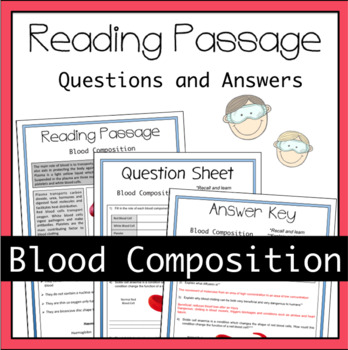 Preview of Blood Composition and Red Blood Cells Worksheet Activity