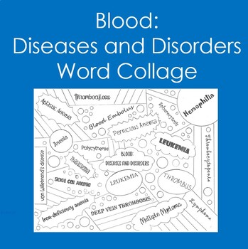 Preview of Blood: Diseases/Disorders Word Collage (Coloring, Anatomy, Health Sciences)