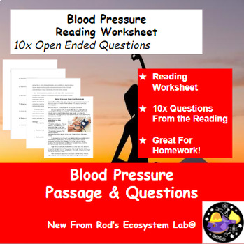 Preview of Blood Pressure Reading Worksheet **Editable**