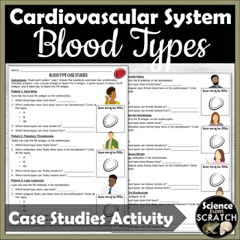 Preview of Blood Type Case Studies Activity | Cardiovascular System | Anatomy
