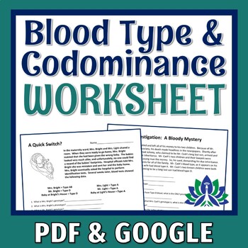 Preview of Blood Type and Codominance Genetics Worksheet PRINT and DIGITAL