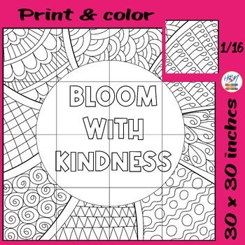 Preview of Bloom With Kindness Collaborative Poster, Kindness Mental Health Bulletin Board