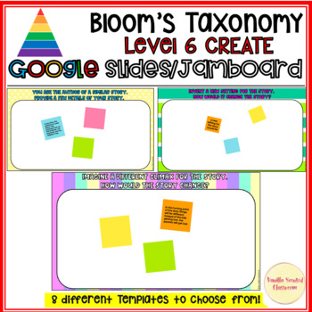 Preview of Bloom's Taxonomy Jamboard™ Google Slides Higher Order Thinking Question Stems