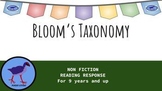 Bloom's Taxonomy Non Fiction Reading Response Resource