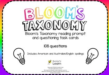 Preview of Bloom's Taxonomy - Reading Questioning Task Cards