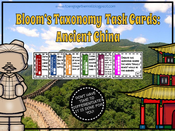 Preview of Bloom’s Taxonomy  Task Cards: Ancient China