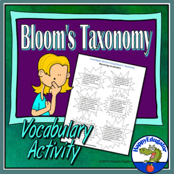 Preview of Bloom's Taxonomy Vocabulary Activity with Easel Activity Digital and Printable
