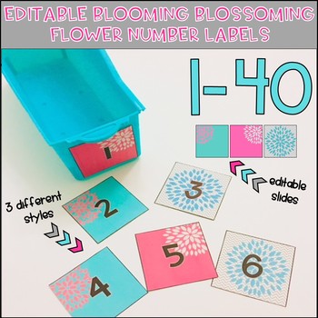 Preview of Number Labels | Classroom Decor | Blooming Blossoming Flower Theme