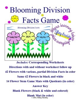 Preview of Blooming Division Facts Game for Whole Class, Math Center, Small Group, etc.