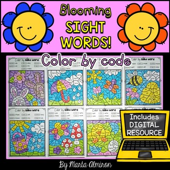 Preview of Blooming SIGHT WORDS {Color by code and Digital Resource}