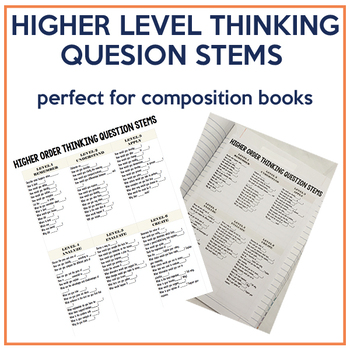 Preview of Blooms Taxonomy Higher Level Thinking Question Stems - Six Levels