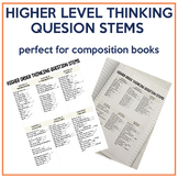 Blooms Taxonomy Higher Level Thinking Question Stems - Six Levels