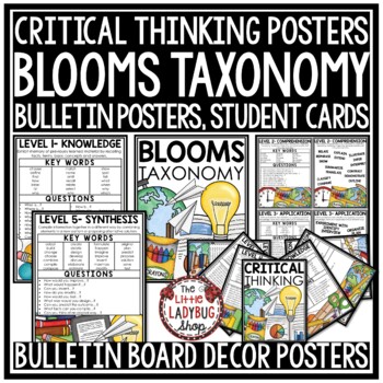 Preview of Blooms Taxonomy Posters Questions Chart Higher Order Thinking Skills Bulletin