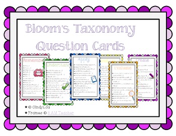 Preview of Bloom's Taxonomy Question Stem Cards [Revised]