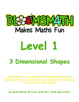 Preview of Bloomsmath Differentiated 3D Kindergarten Maths Activities