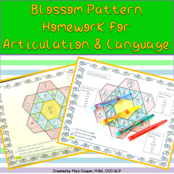 Preview of Color by Code Homework for Speech & Language Blossom Pattern