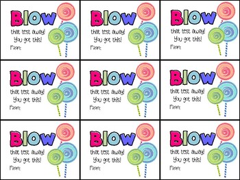 Preview of Blow Pop (Lollipop) Testing Motivation Gift Tag- Blow that Test Away!