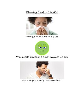 Preview of Blowing Snot is GROSS! Social Story for Students with Autism Special Ed