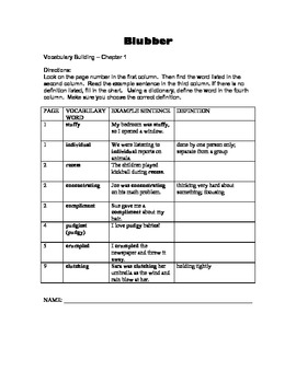 Blubber Worksheets Teaching Resources Teachers Pay Teachers