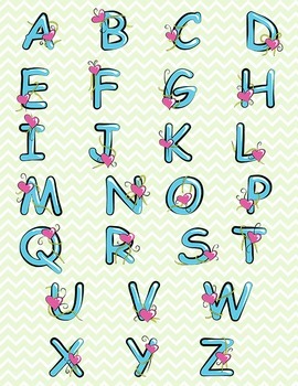 Preview of Blue Alphabet Letters Clip Art - Valentine's Day!