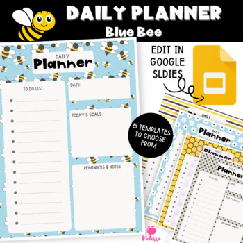 Preview of Blue Bee Daily Planner (Google Slides Editable)