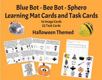 Preview of Blue Bot - Bee Bot - Activity Mat Images and Task Cards (Halloween Themed)