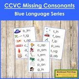 Blue: CCVC Missing Consonant Cards - Montessori Phonics