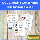 Blue: CCVC Missing Consonant Cards (PHOTOS) - Montessori Phonics