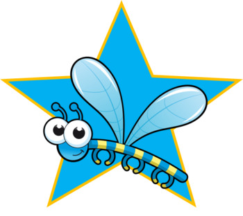 Preview of Blue Cartoon Dragonfly Star (png)