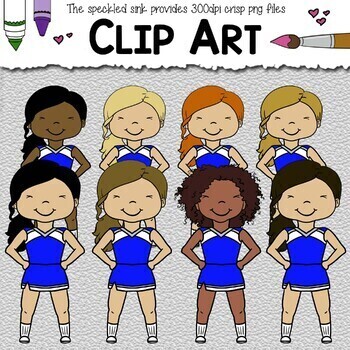 Preview of Blue Cheerleader Clip Art. For your cheerleading program or school spirit.