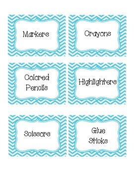 Blue Chevron Classroom Supply Labels by Karen Sotola | TPT