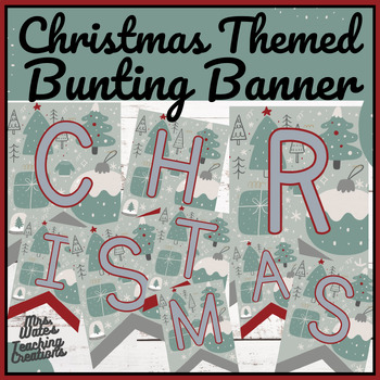 Blue Christmas Trees Printable Bunting Banner and Festive Classroom Decor