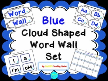 Preview of Blue Cloud Shaped Word Wall Set