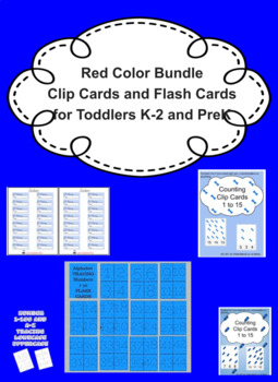 Preview of Blue Color Bundle, for Toddlers K-2 and PreK, Clip Cards and Flash Cards