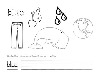 blue color and write worksheet by vicky raymond tpt